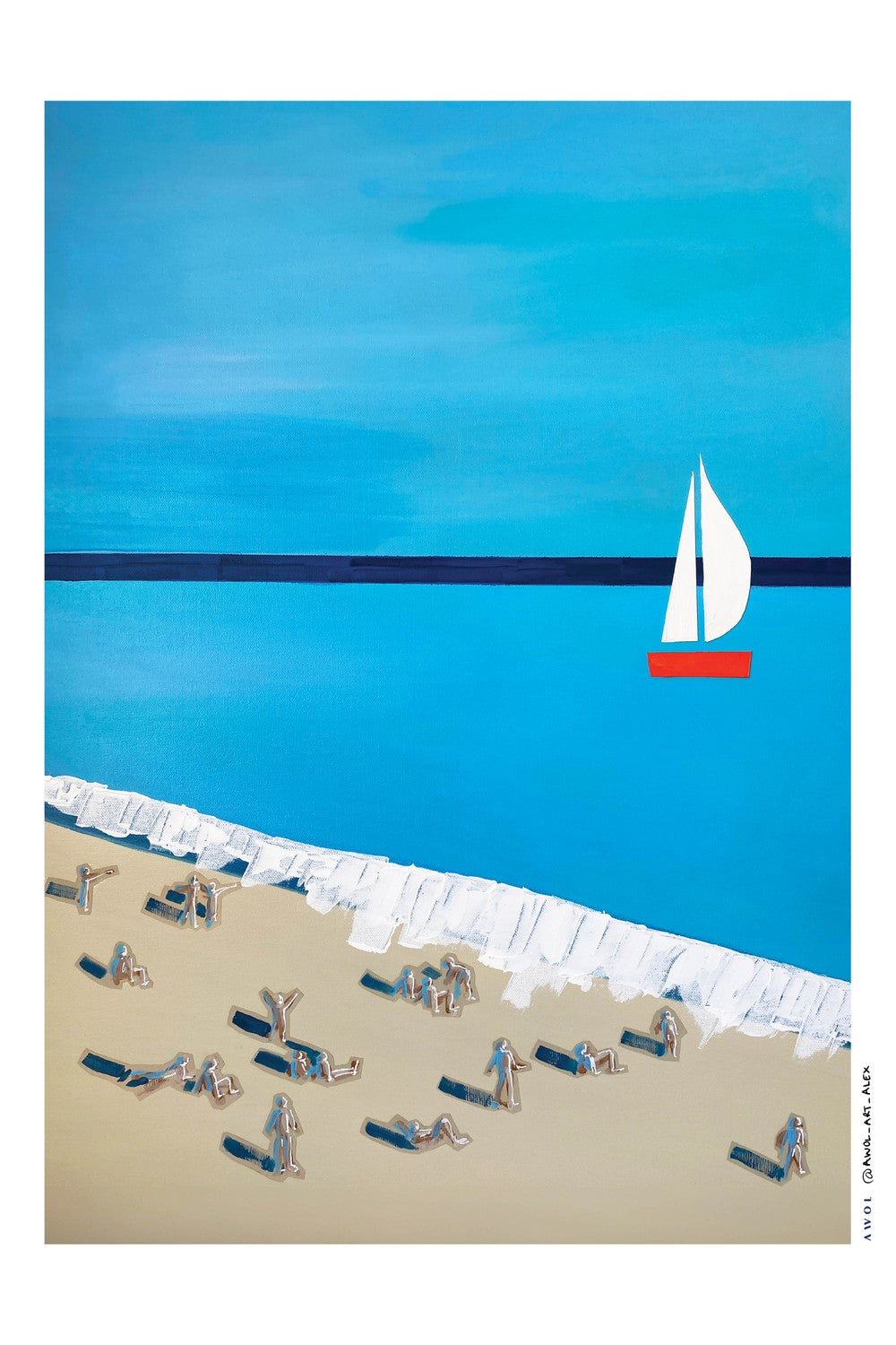 Blue Beach Sailboat