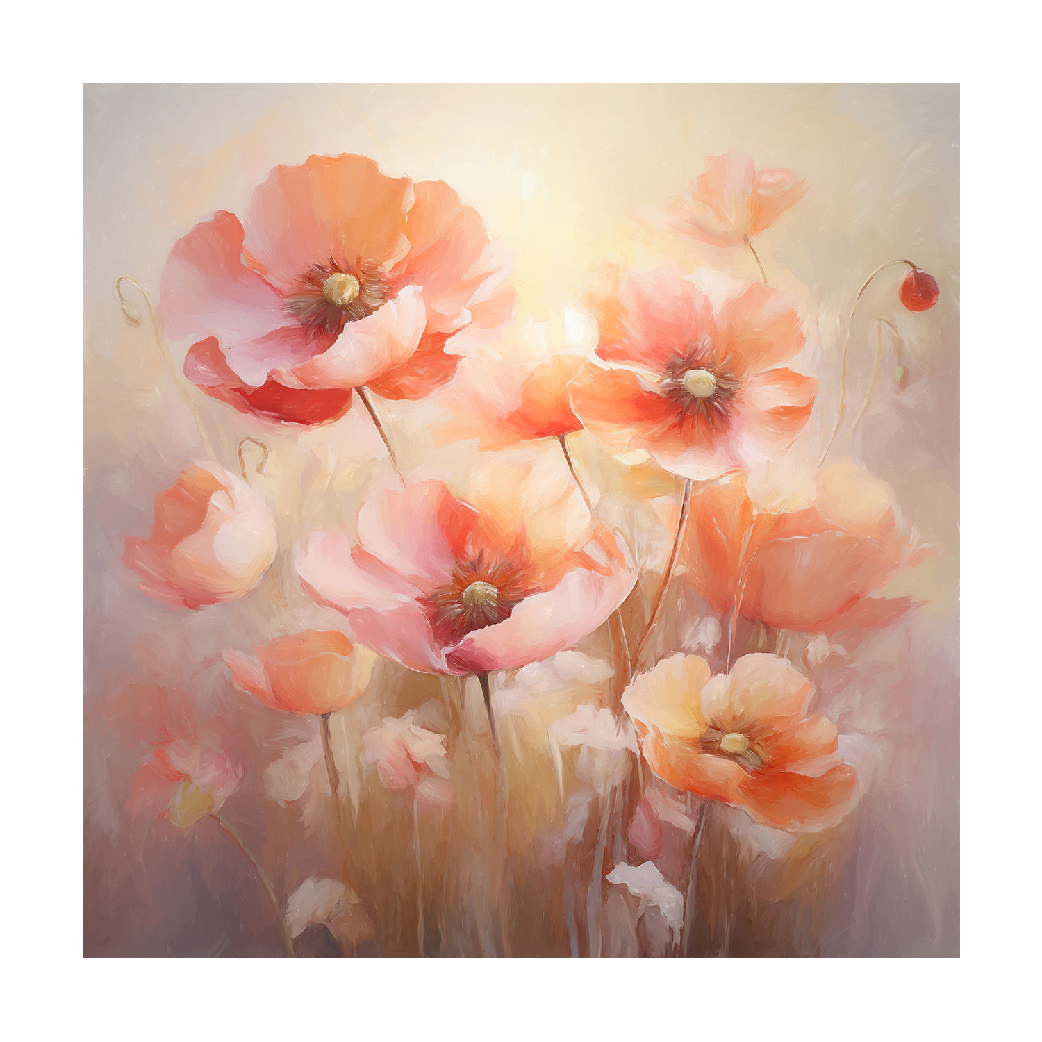 Peach Fuzz Poppies , Style A, By Accent Art Studio