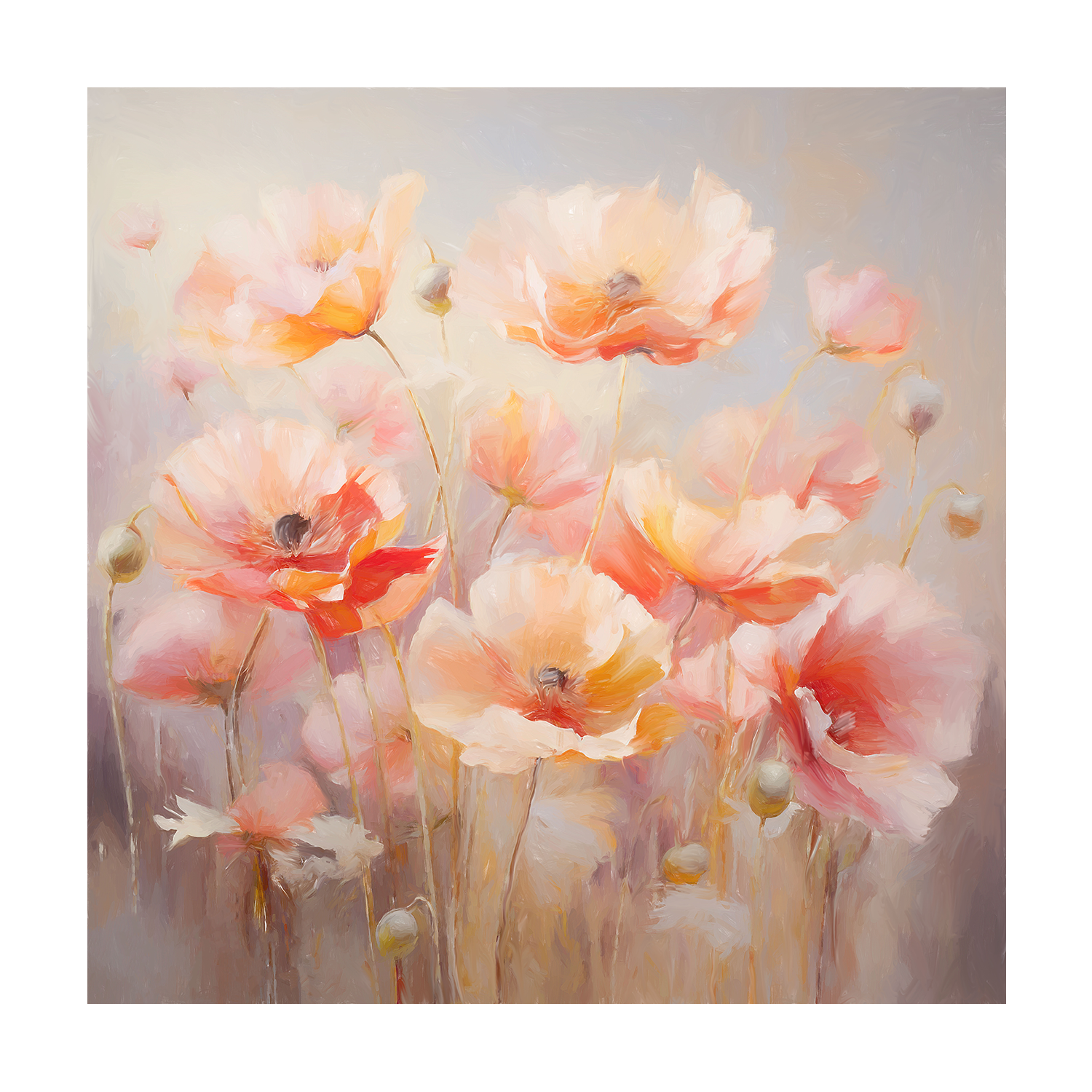 Peach Fuzz Poppies , Style B, By Accent Art Studio