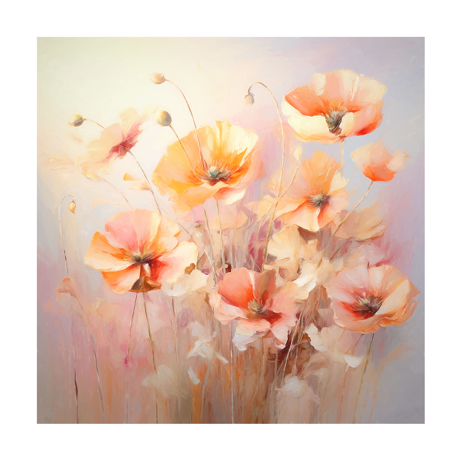 Peach Fuzz Poppies , Style D, By Accent Art Studio