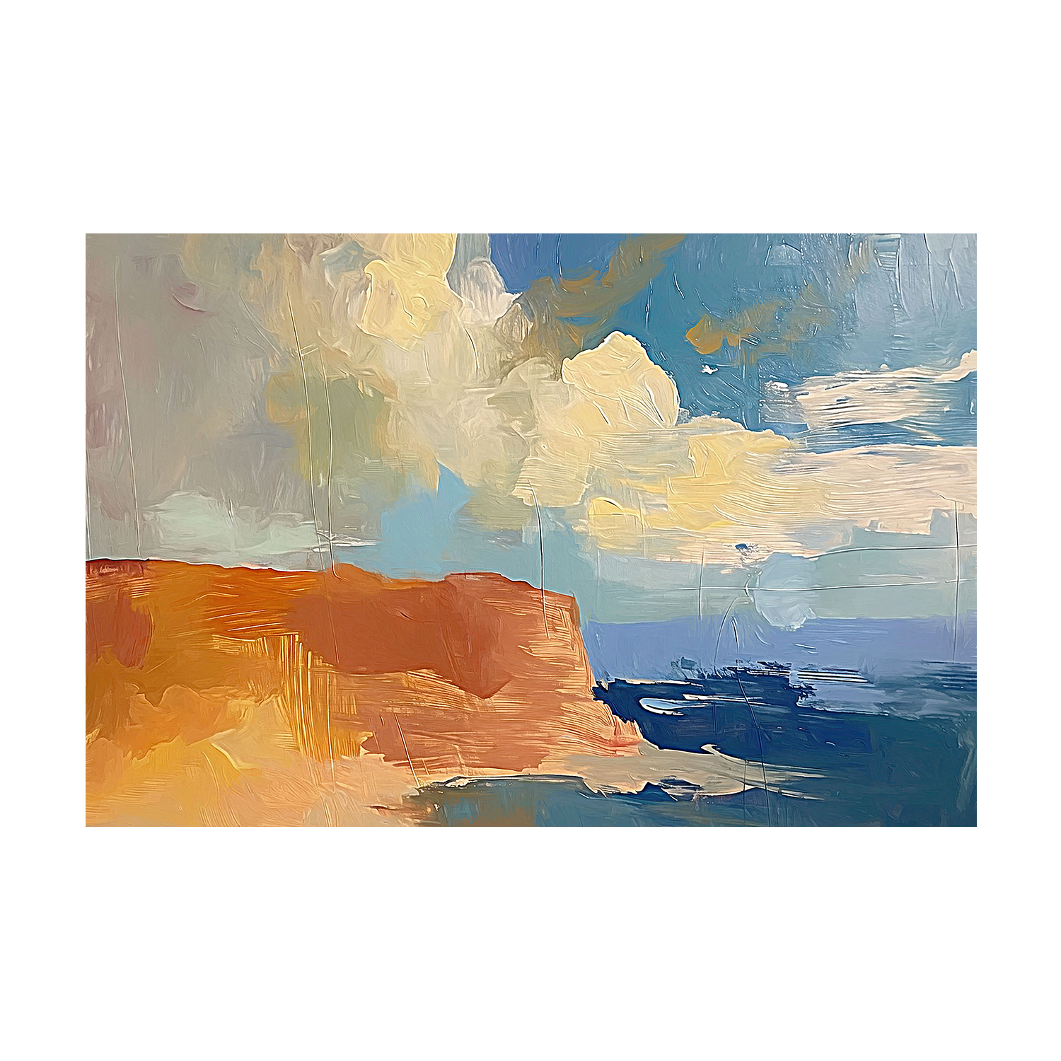 Orange Cliff Rugged Coastline ,  By Accent Art Studio