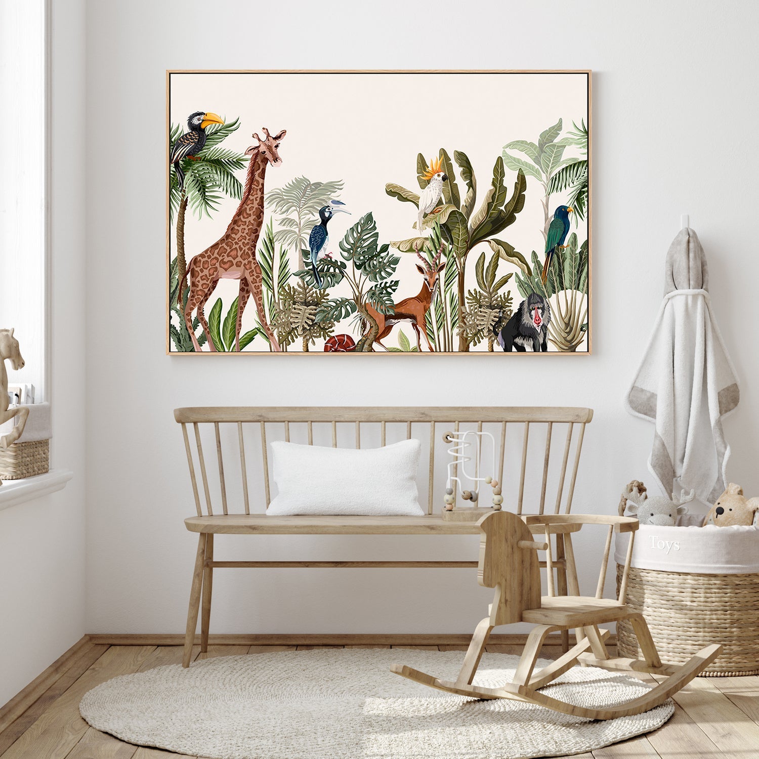 Palm, Banana And Jungle Animals, Vintage Style
