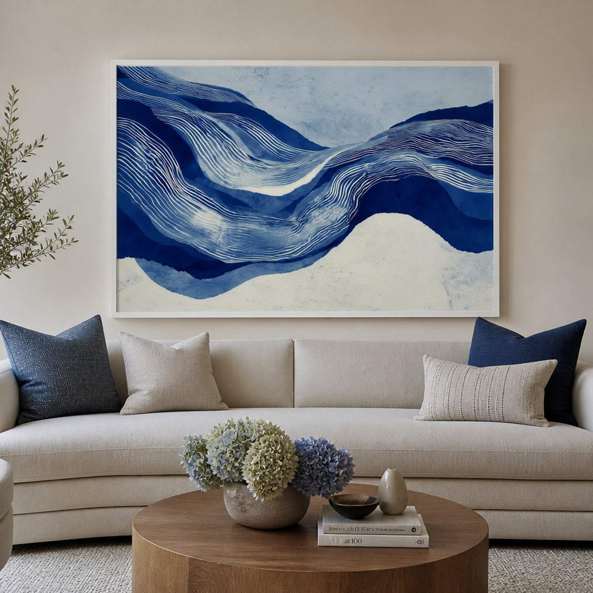 Indigo Contour Line Hills