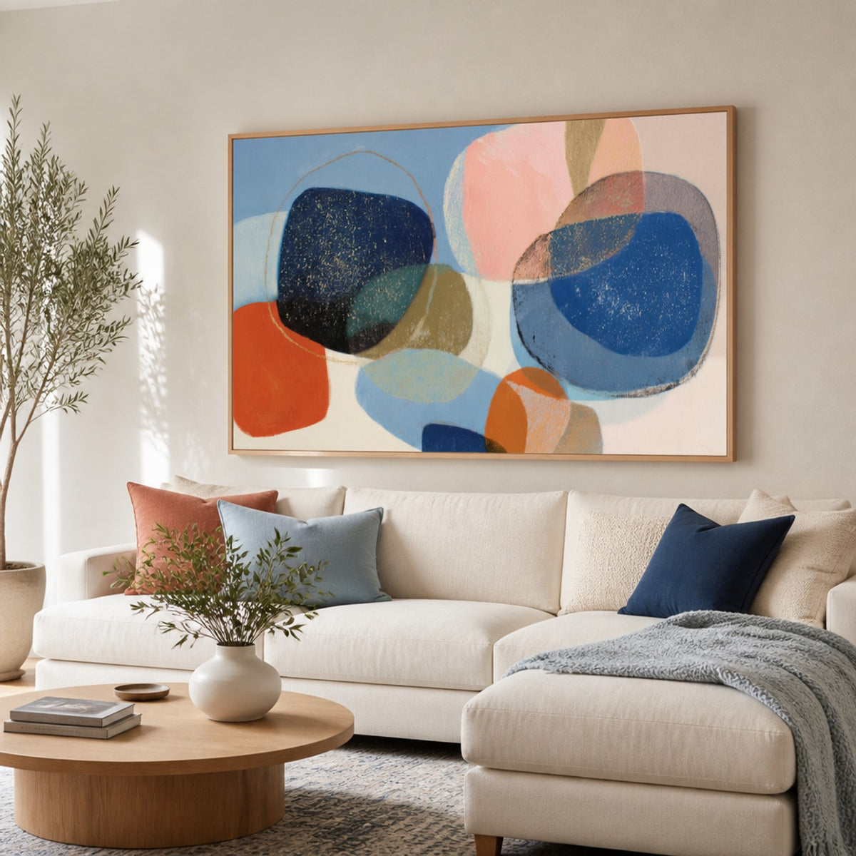 Abstract Geometric in Navy and Coral