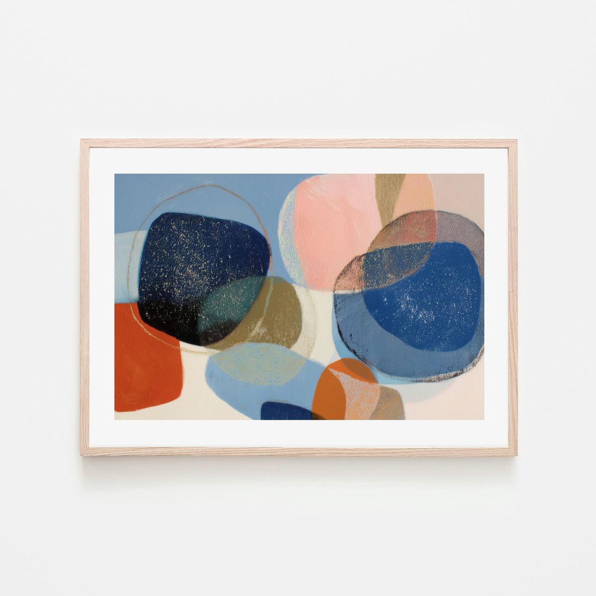 Abstract Geometric in Navy and Coral