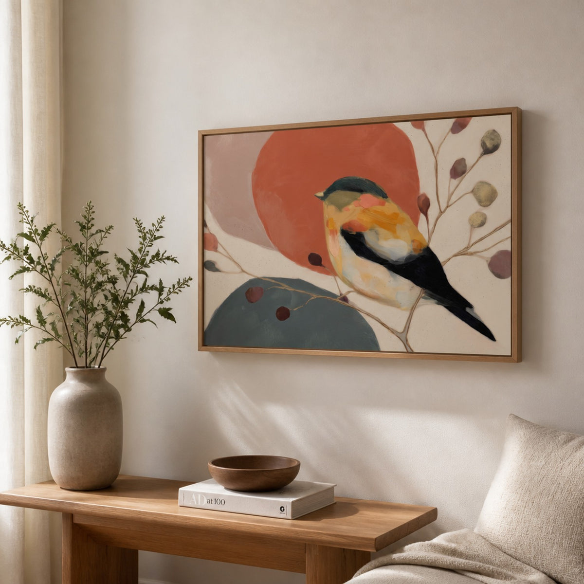 Bird with Botanical Elements