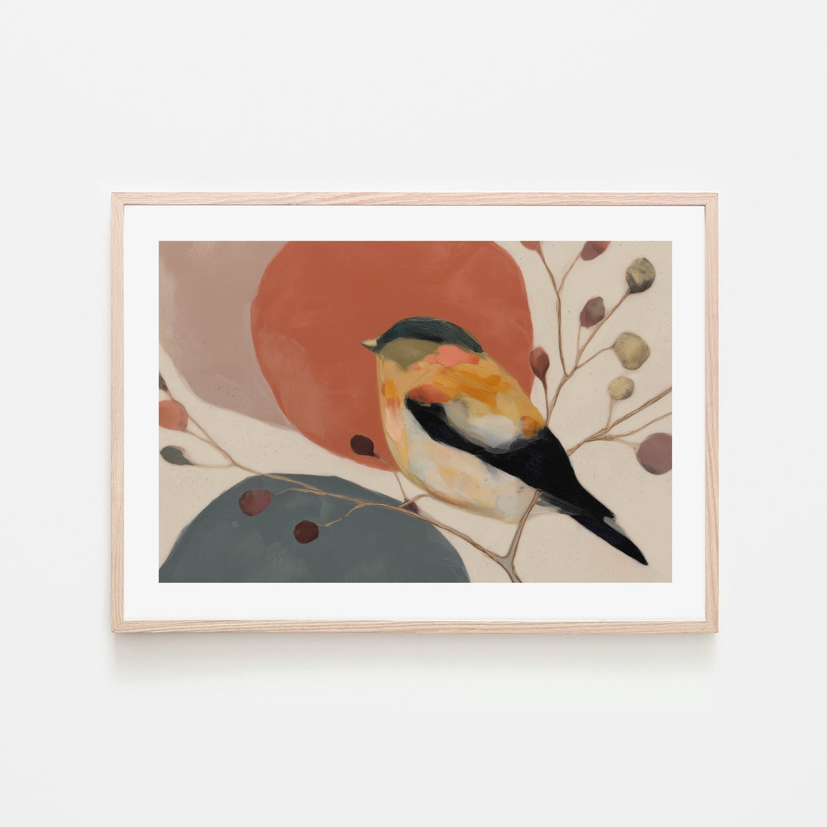 Bird with Botanical Elements