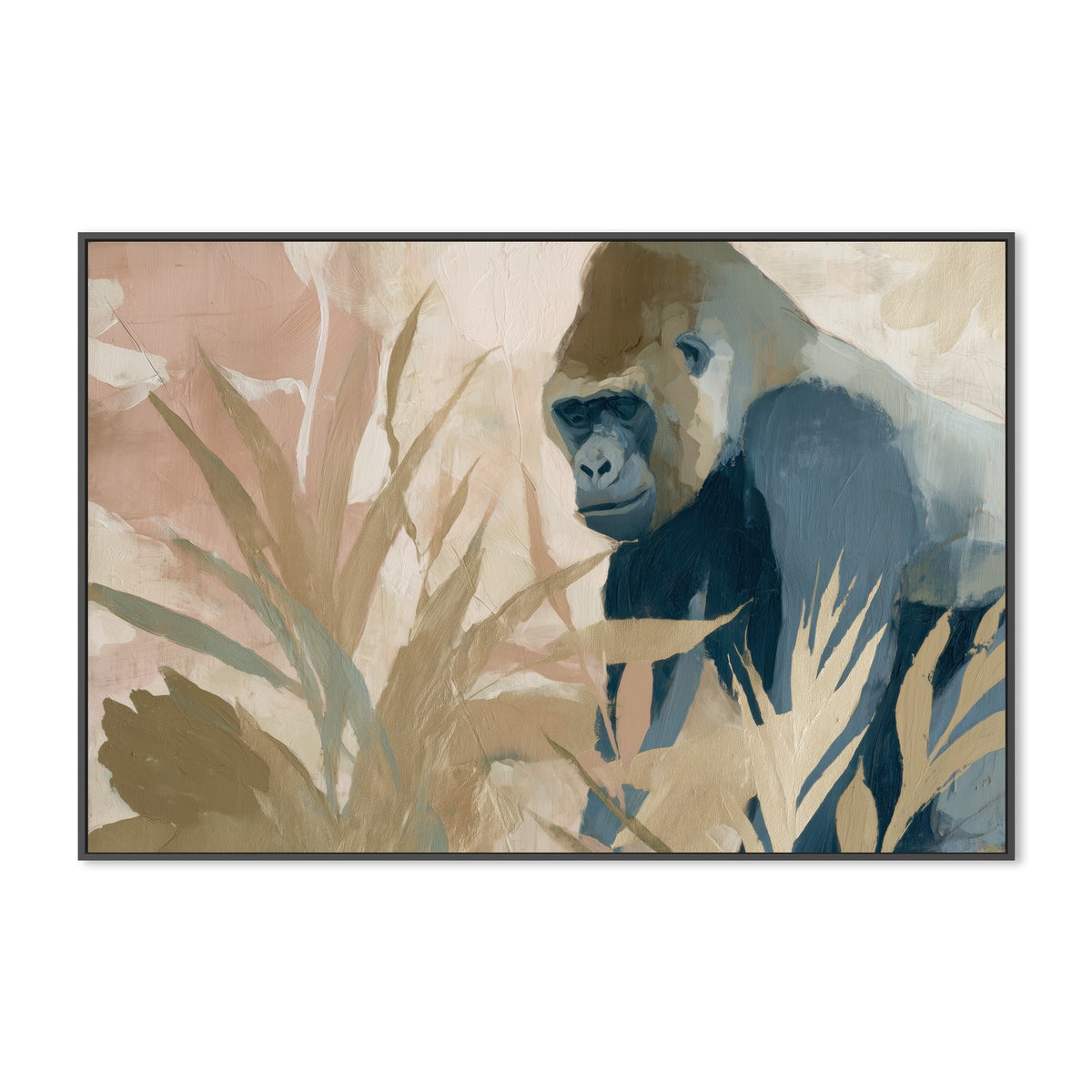 Gorilla Portrait Among Tropical Plants