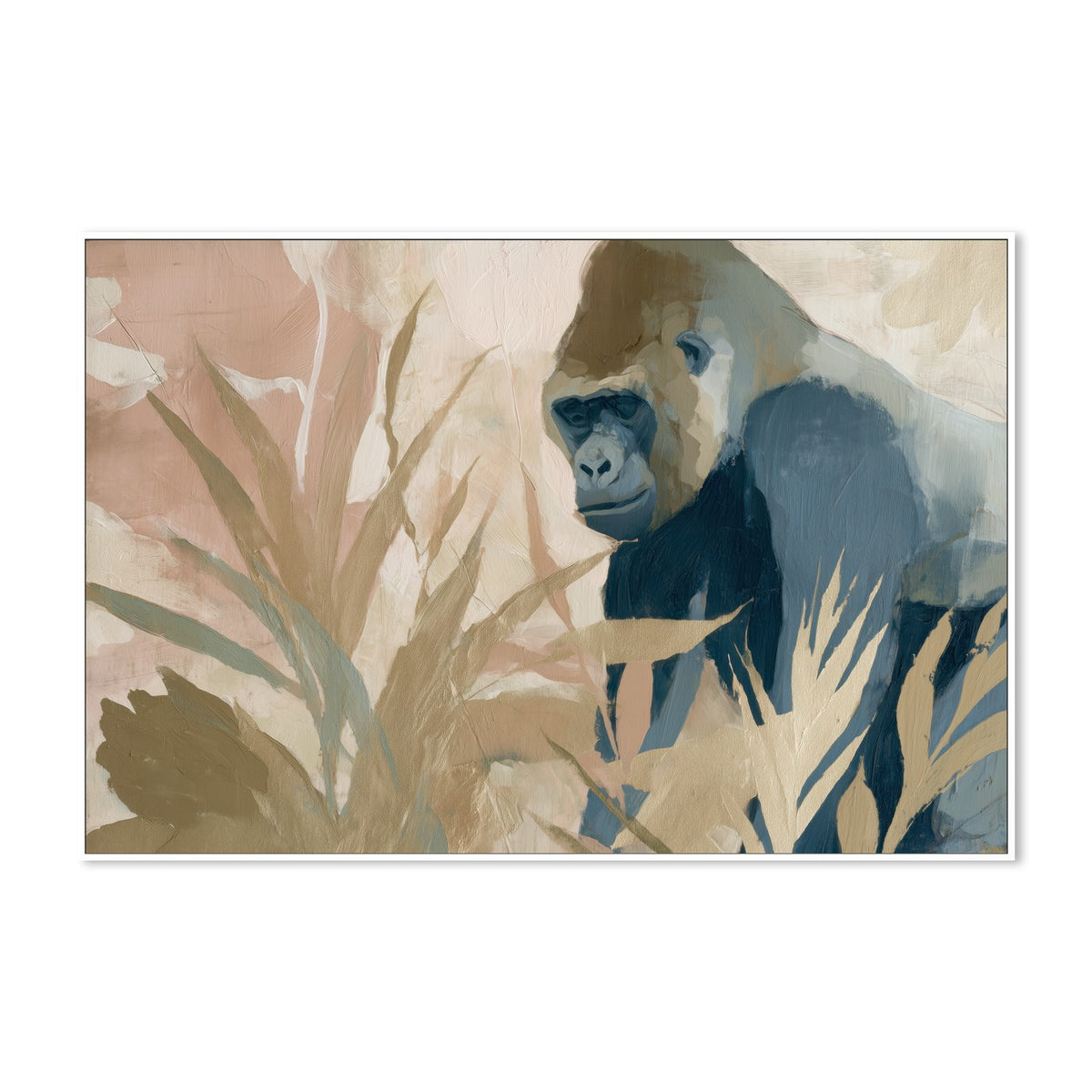 Gorilla Portrait Among Tropical Plants