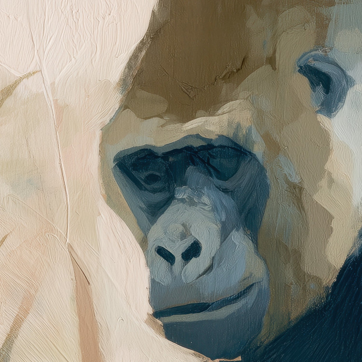 Gorilla Portrait Among Tropical Plants