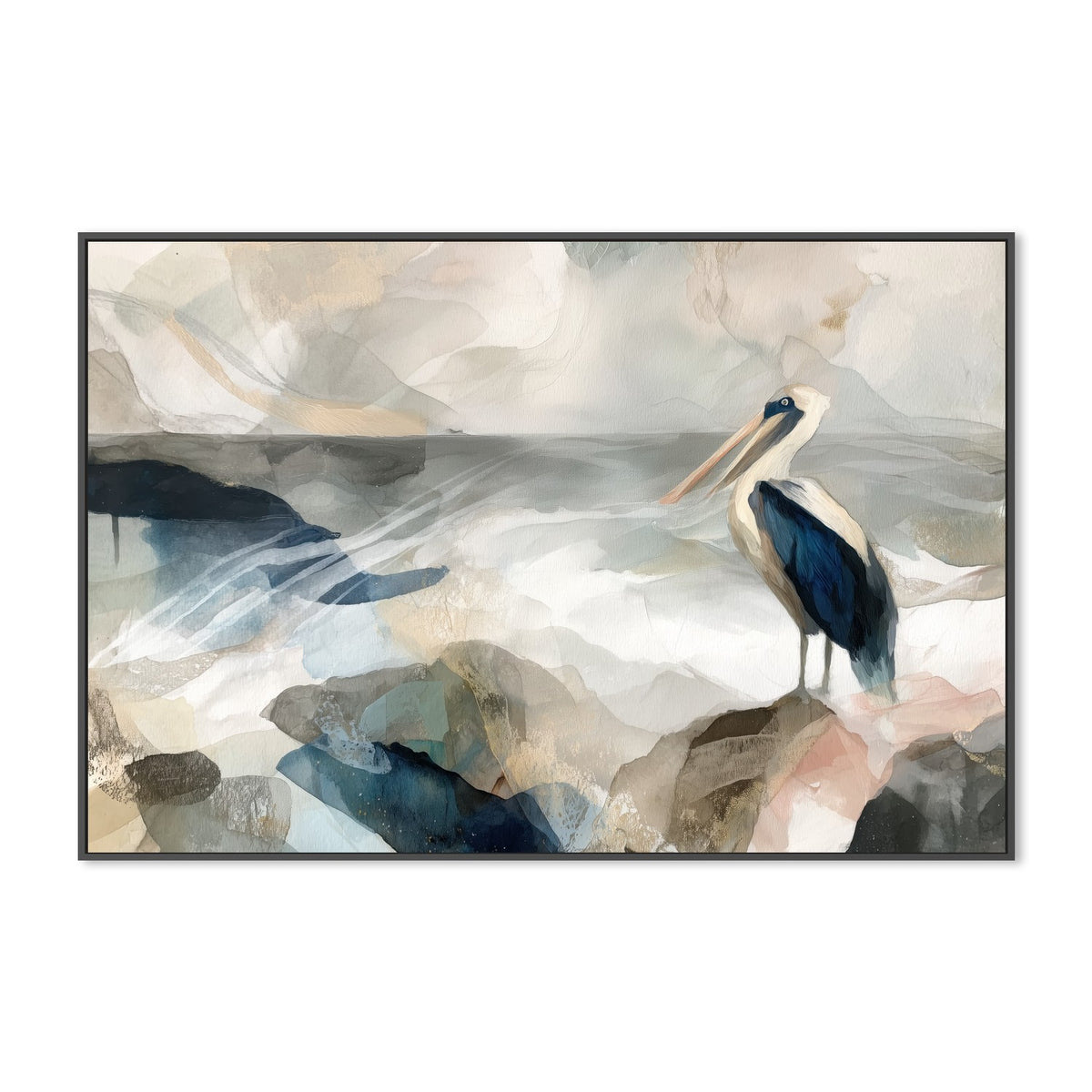 Pelican on Rocky Shore