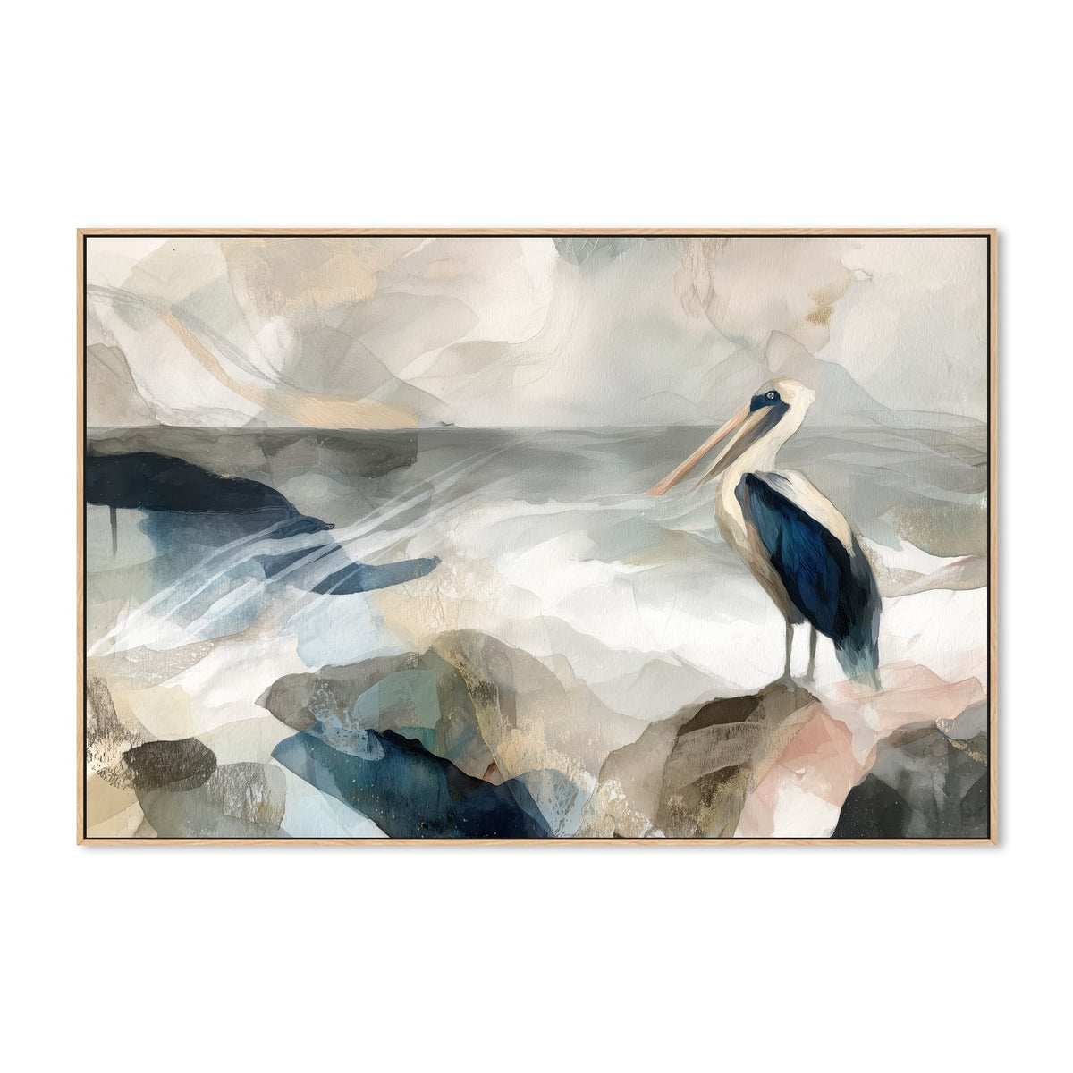 Pelican on Rocky Shore
