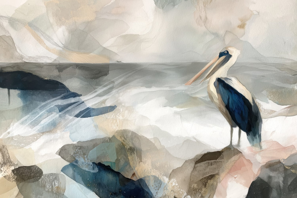 Pelican on Rocky Shore