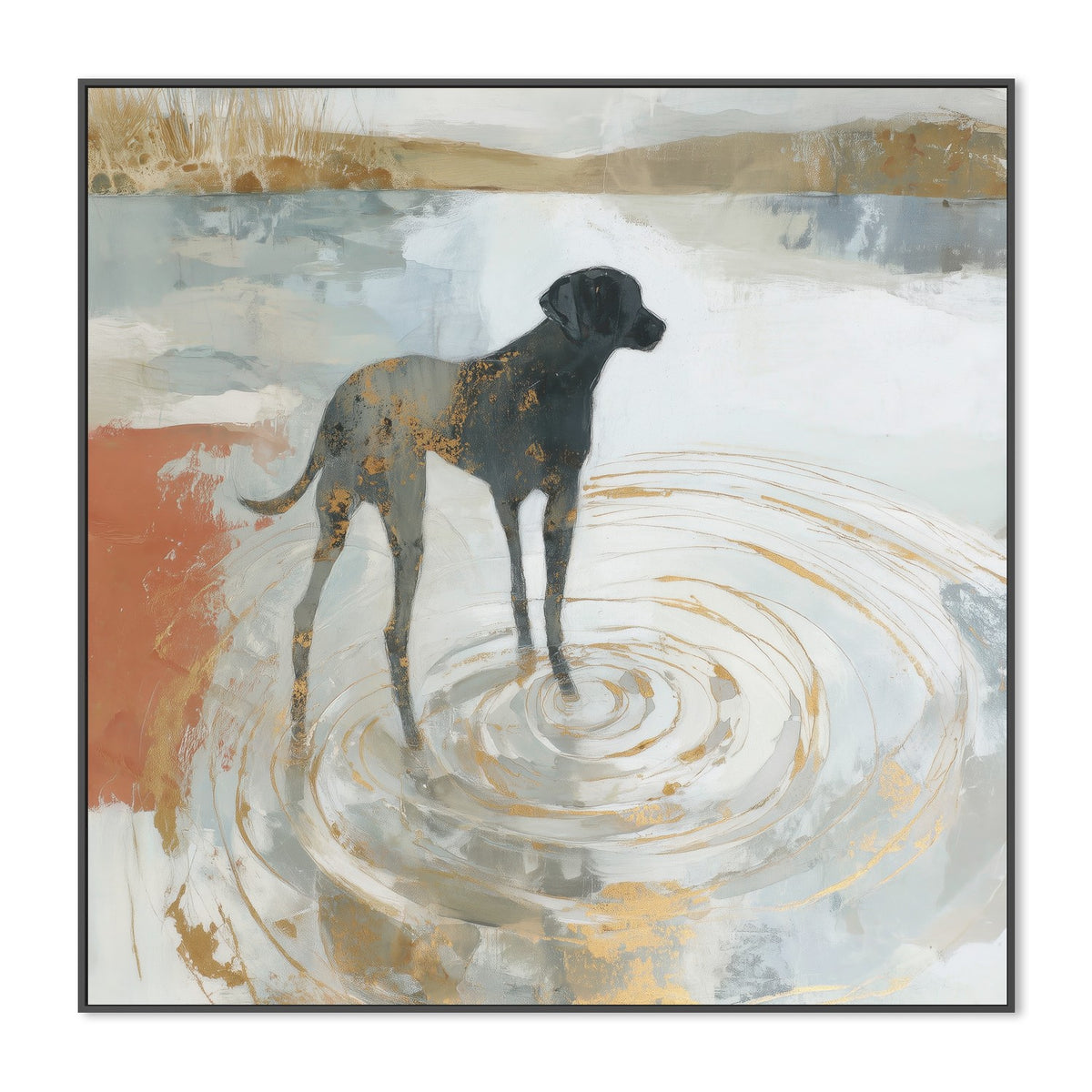 Dog in Golden Waters