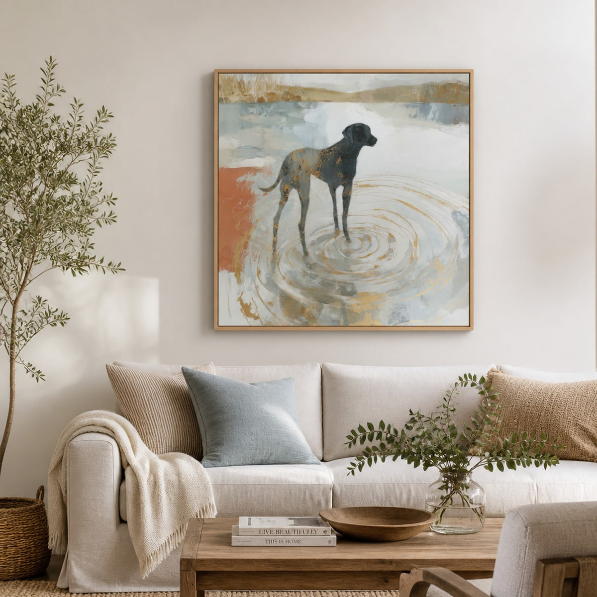 Dog in Golden Waters
