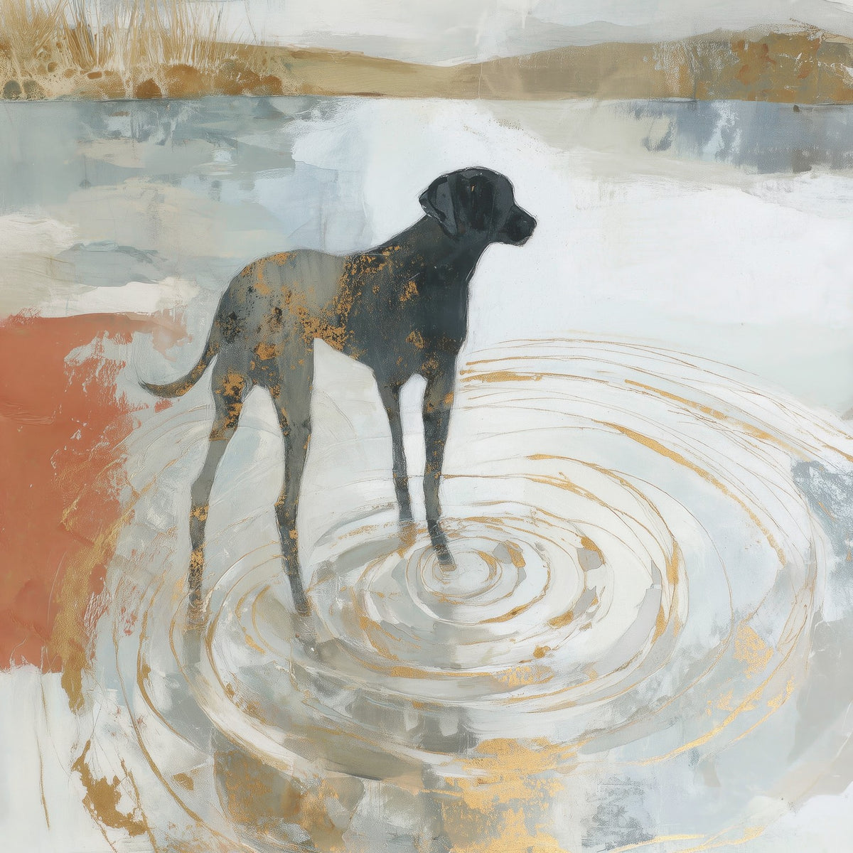 Dog in Golden Waters