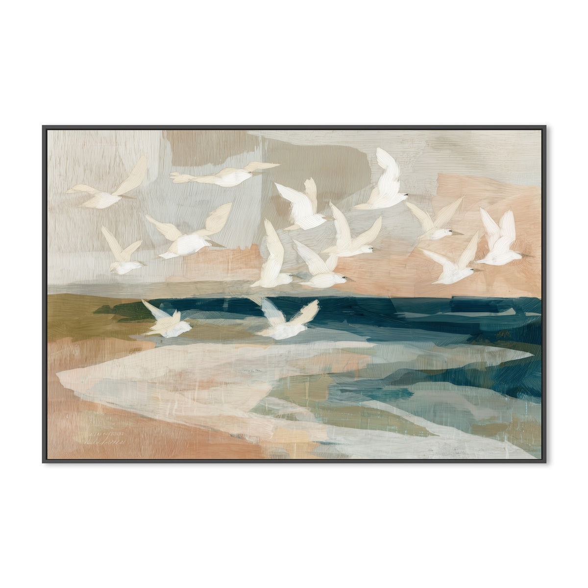 Birds in Flight Over Water