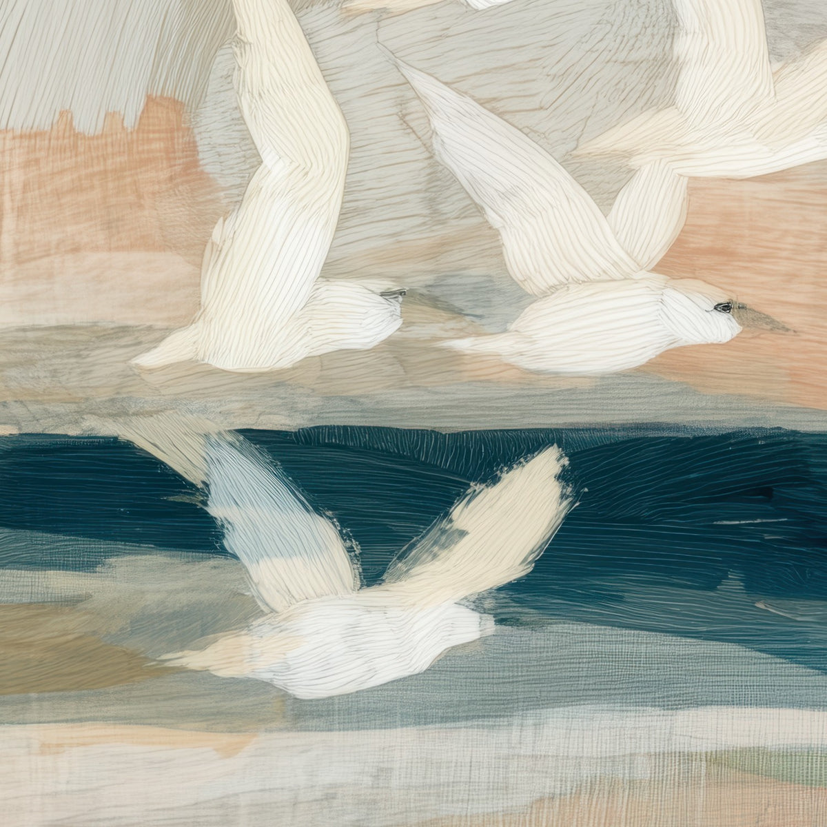 Birds in Flight Over Water