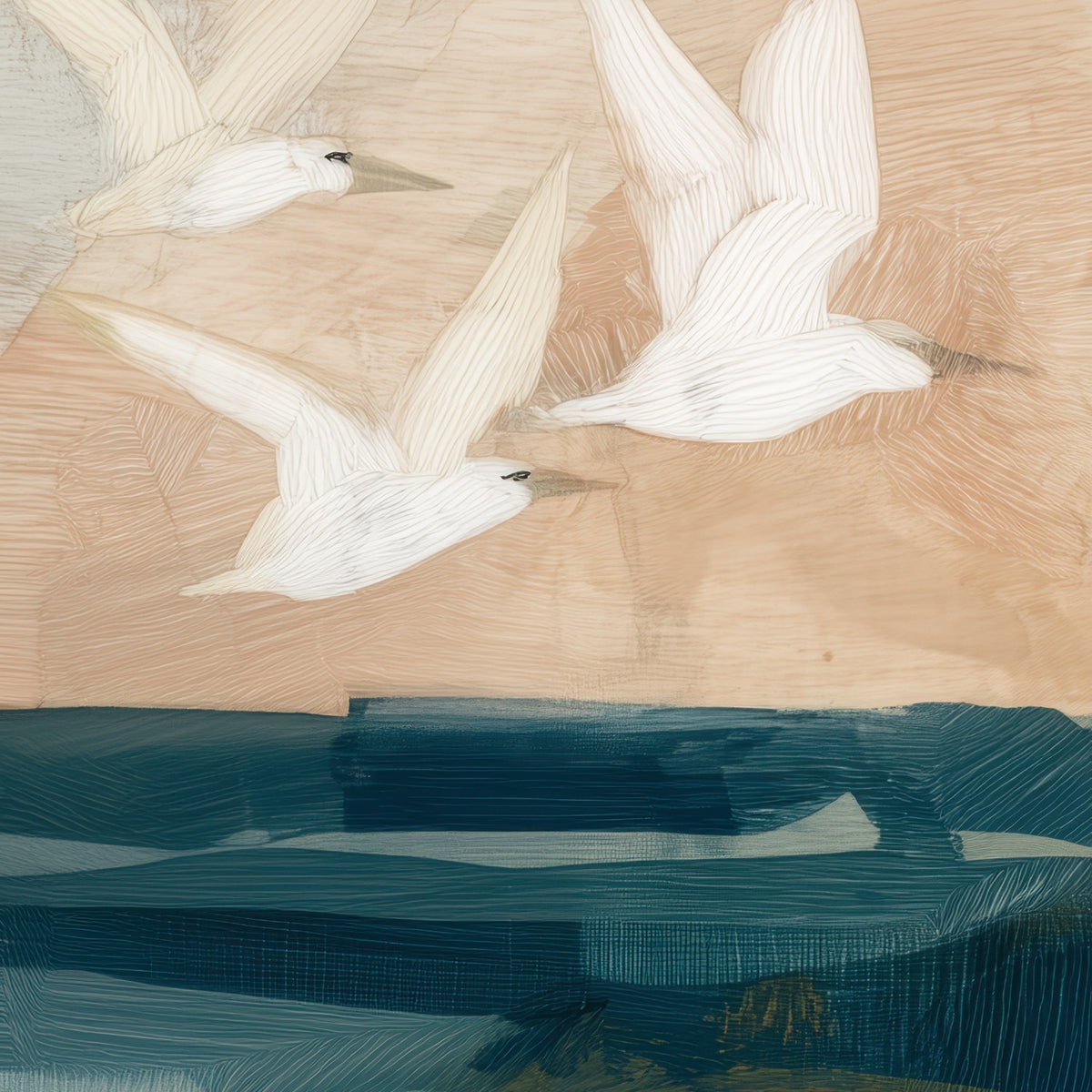 Birds in Flight Over Water