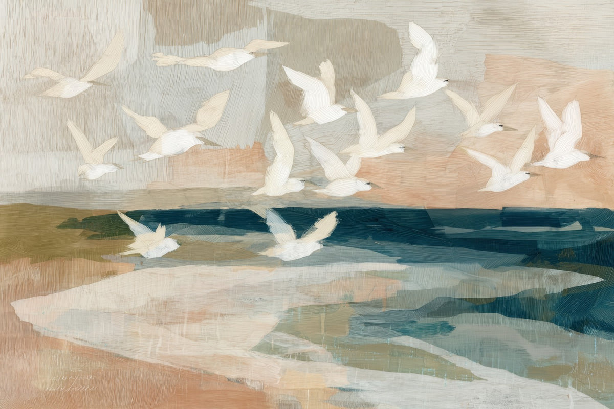 Birds in Flight Over Water