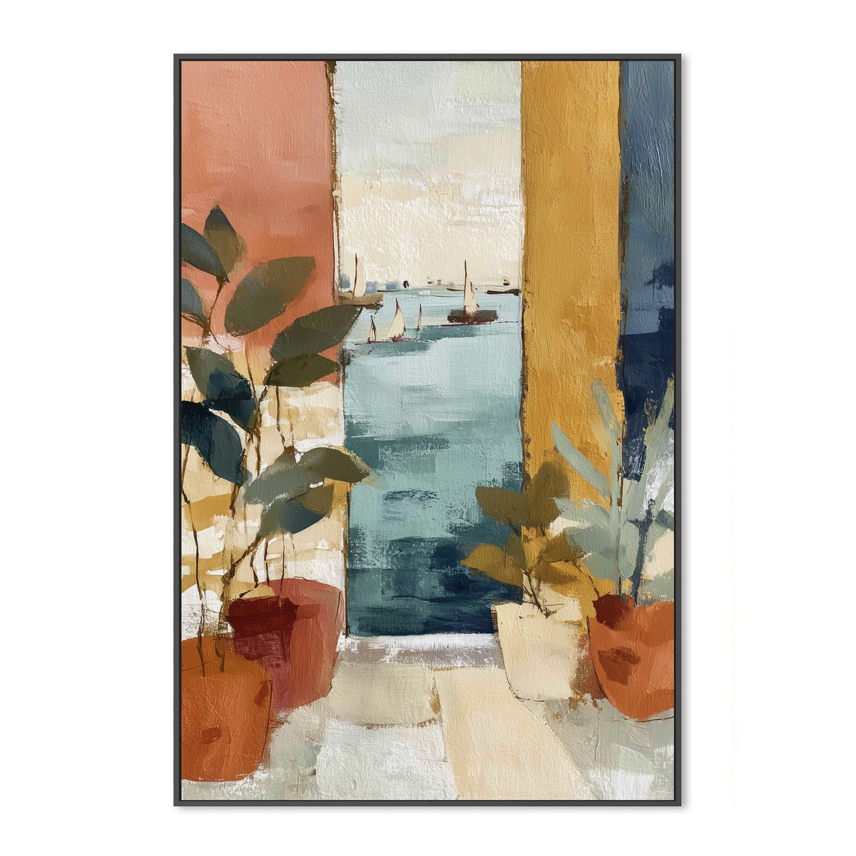Mediterranean Window with Sailboats