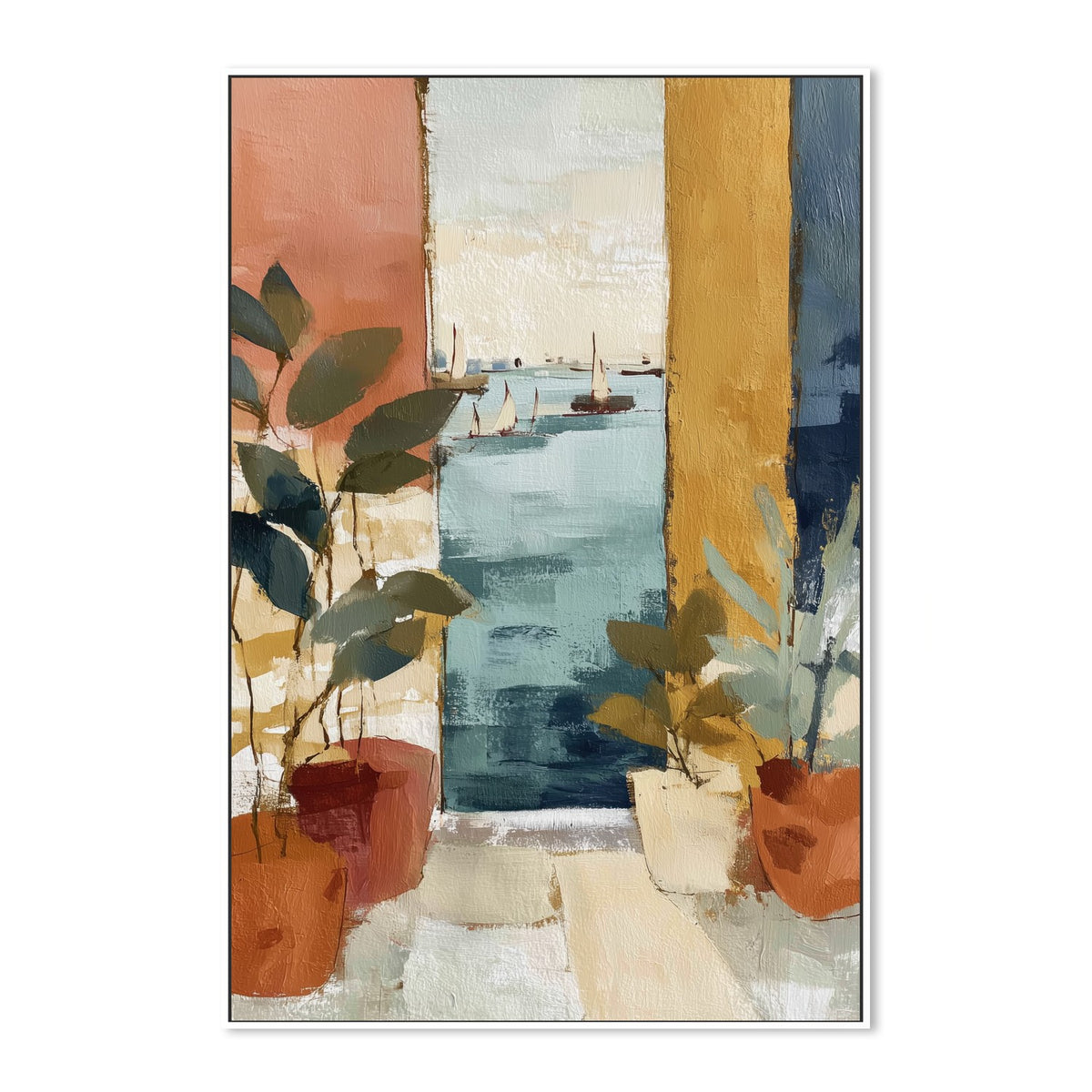 Mediterranean Window with Sailboats