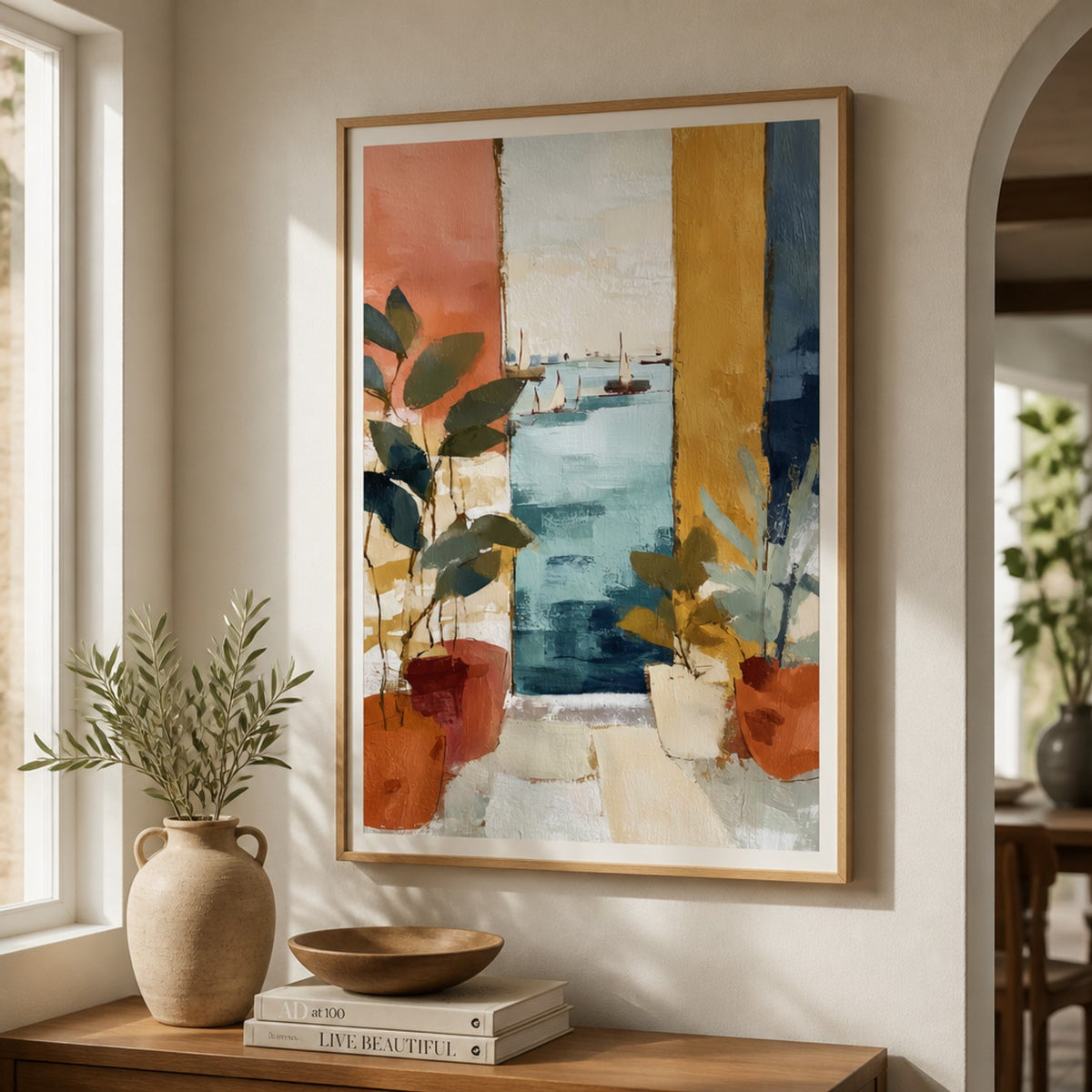 Mediterranean Window with Sailboats