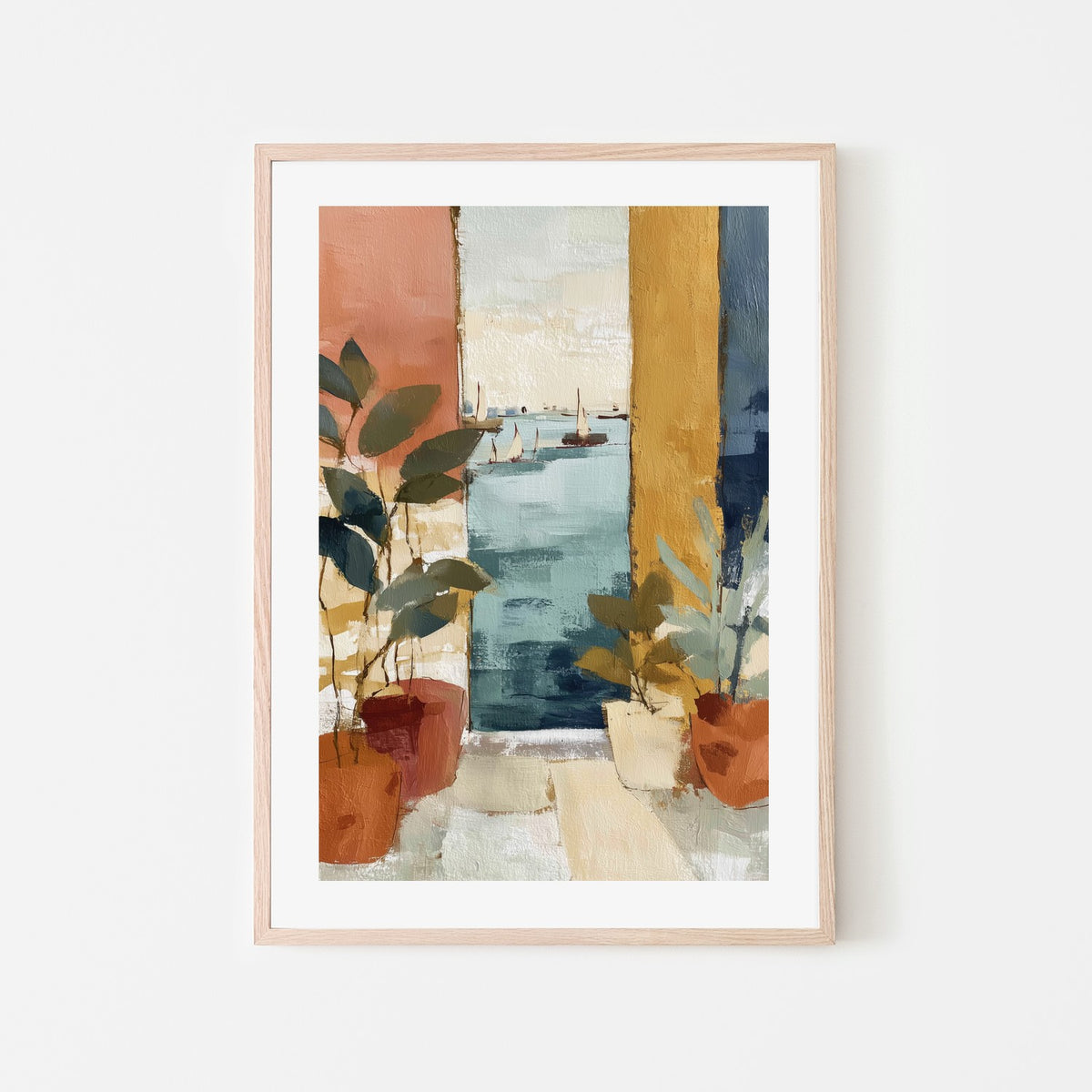 Mediterranean Window with Sailboats
