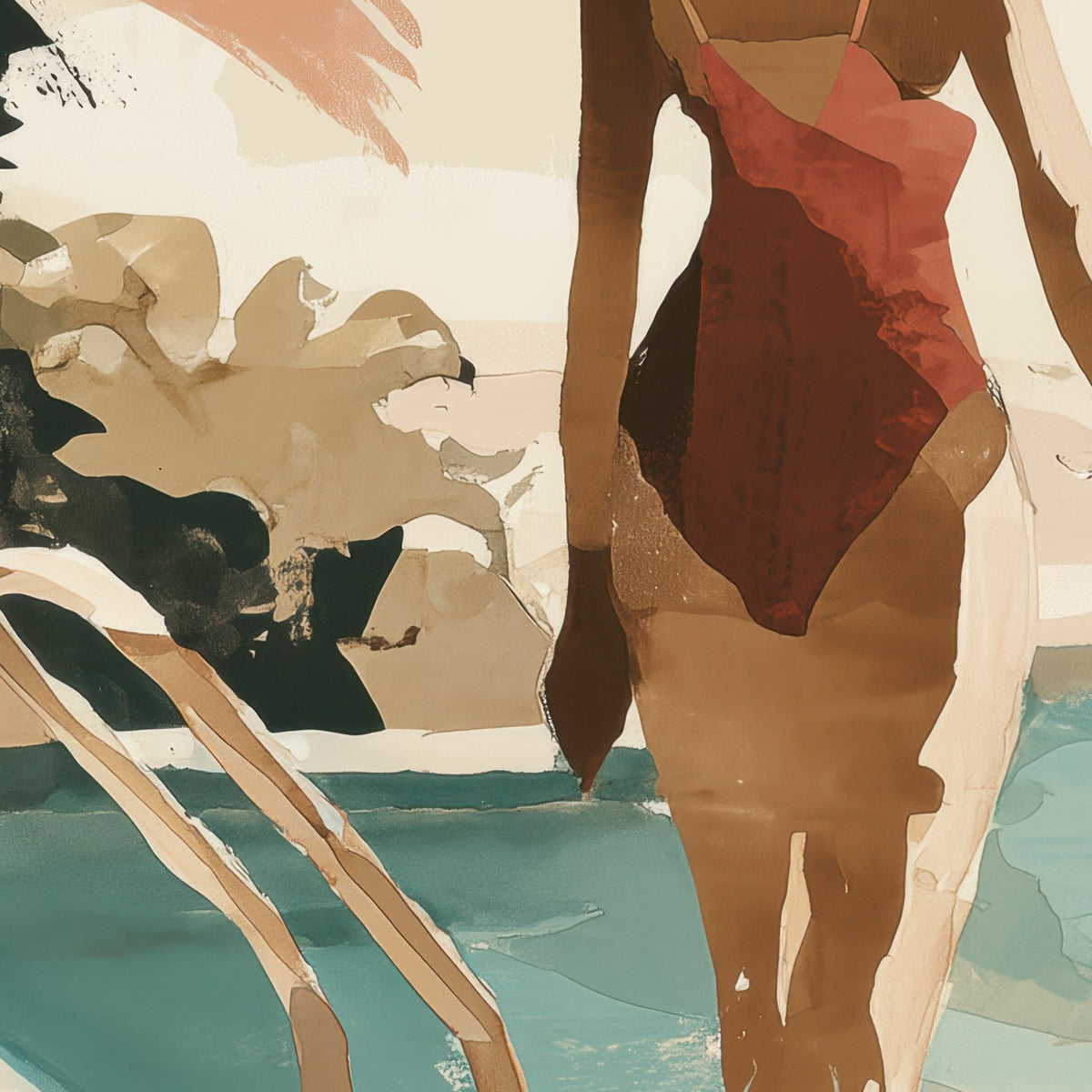 Woman by Poolside Retreat