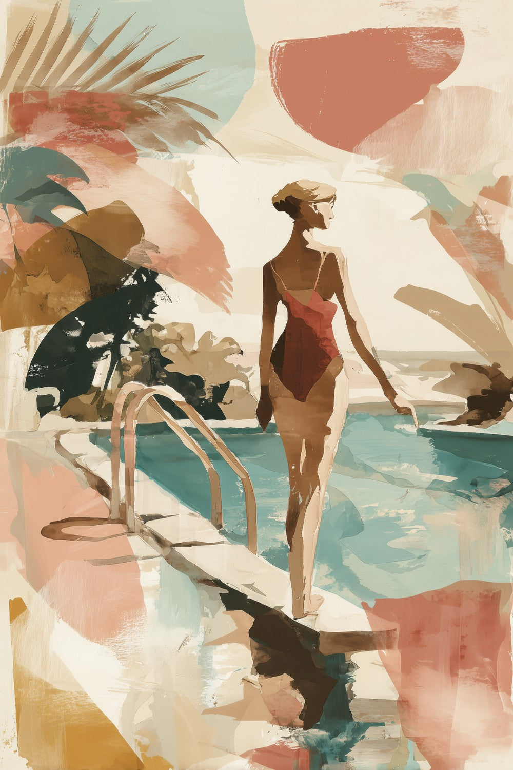 Woman by Poolside Retreat