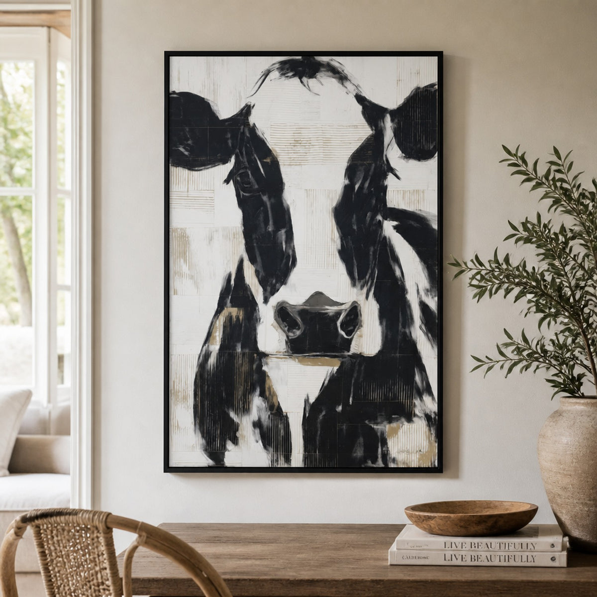 Modern Cow Portrait Monochrome