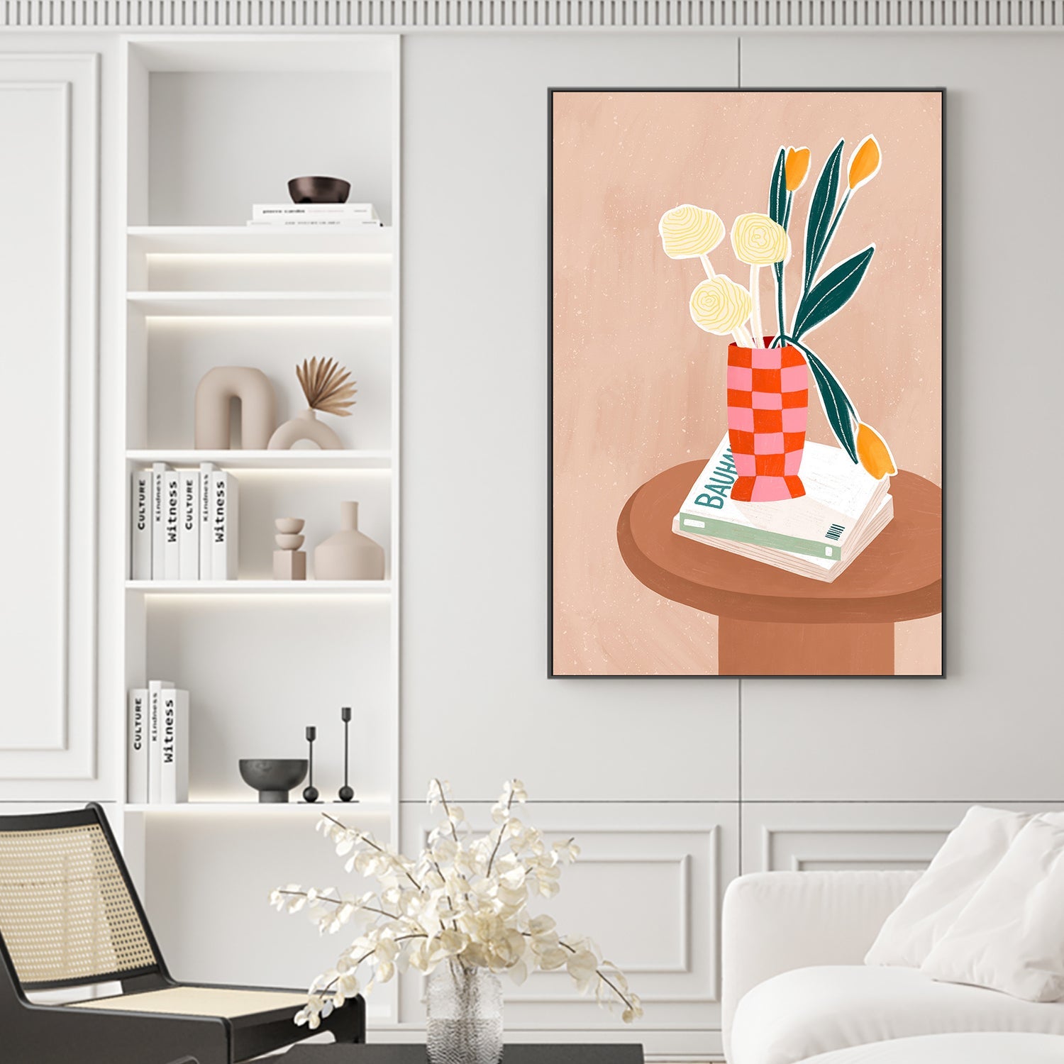 Flower With a Checkered Red Vase