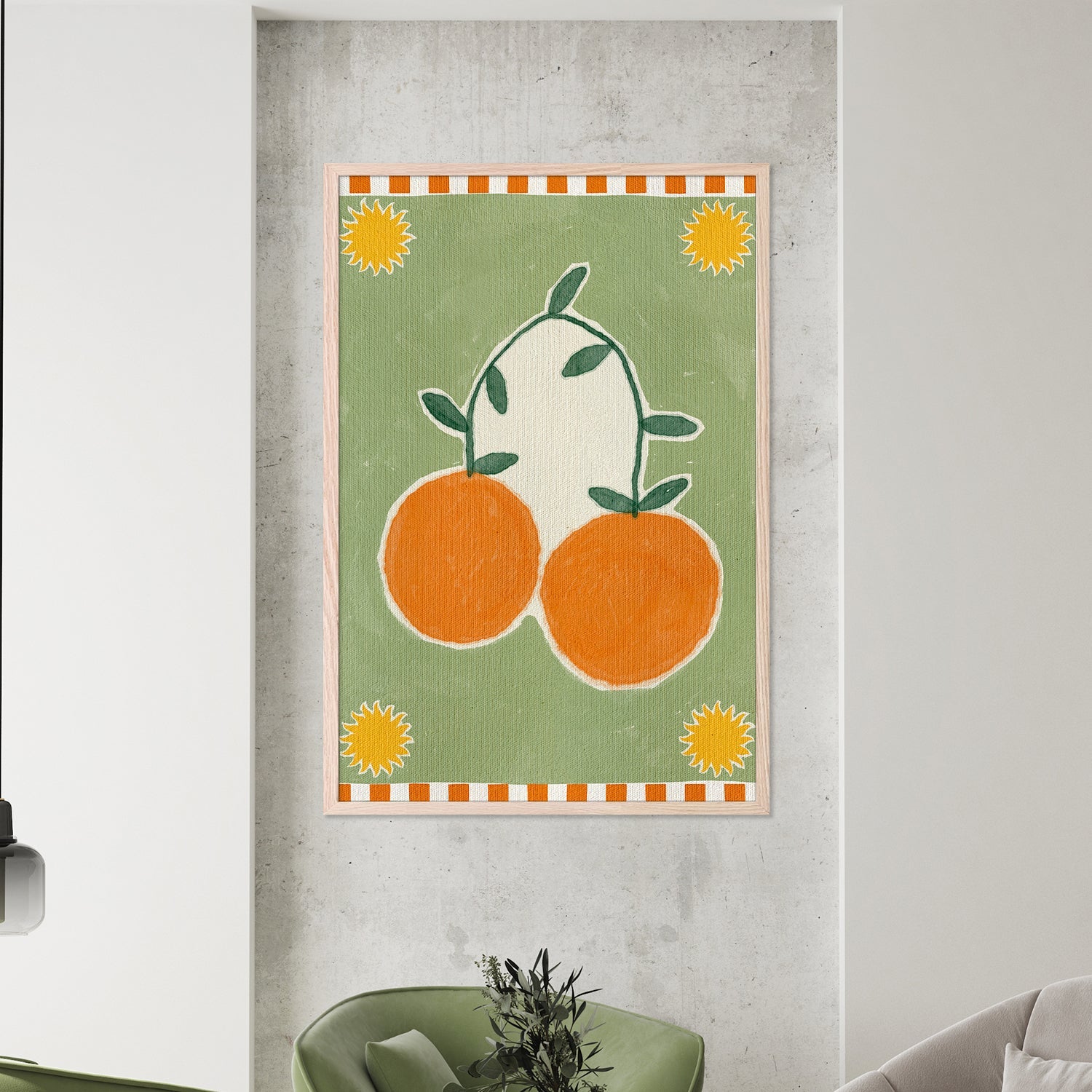 Orange Fruit On Green Background