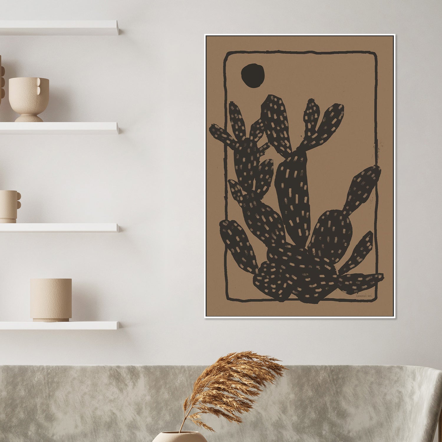 Woodcut Cactus, Style A, Natural
