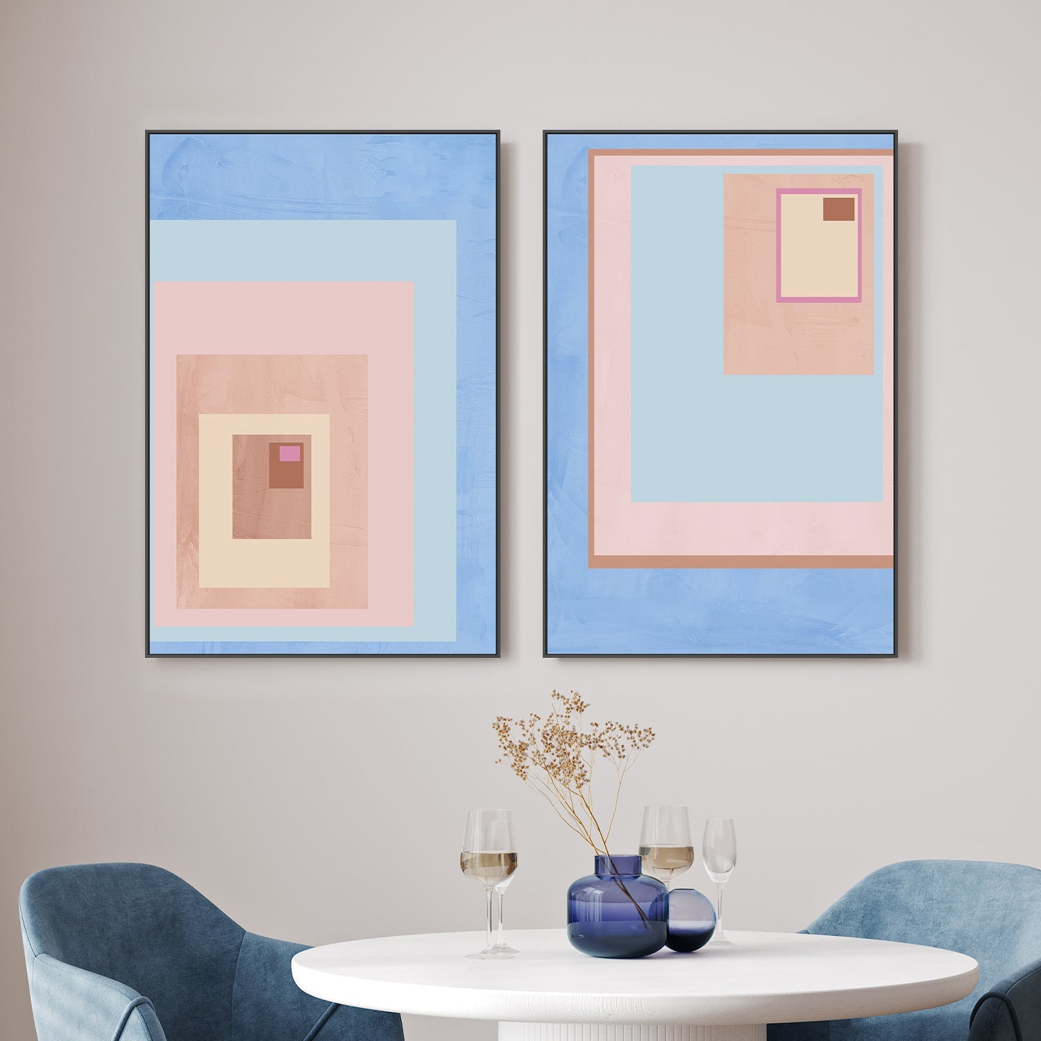 Pink Block Colour, Style A & B, Set Of 2 , By JL Design