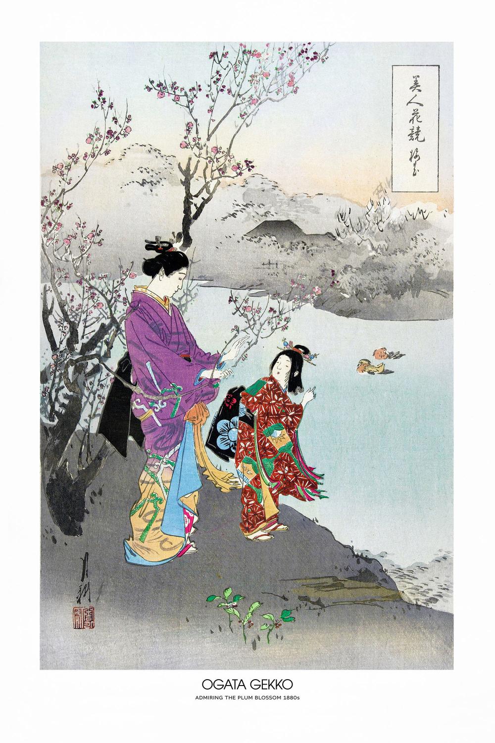 Admiring the Plum Blossom-by-Ogata Gekko-wall-art-print-canvas-poster-framed-Gioia