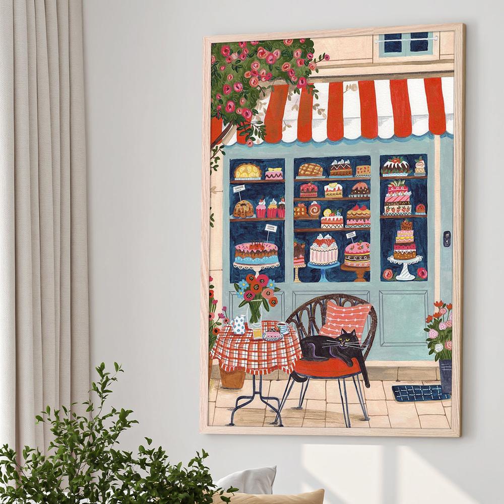 Bakery Cat Cafe-by-Caroline Bonne Muller-wall-art-print-canvas-poster-framed-Gioia