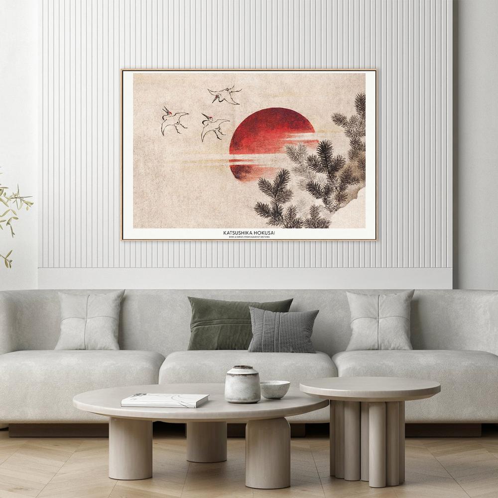 Birds and Sunset-by-Katsushika Hokusai-wall-art-print-canvas-poster-framed-Gioia