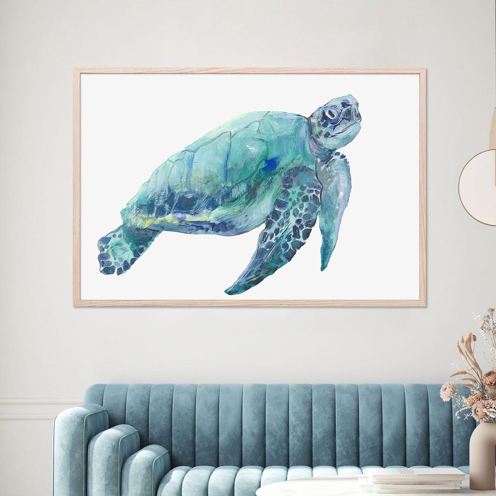 Blue Great Sea Turtle, Style A-by-Jacob Q-wall-art-print-canvas-poster-framed-Gioia