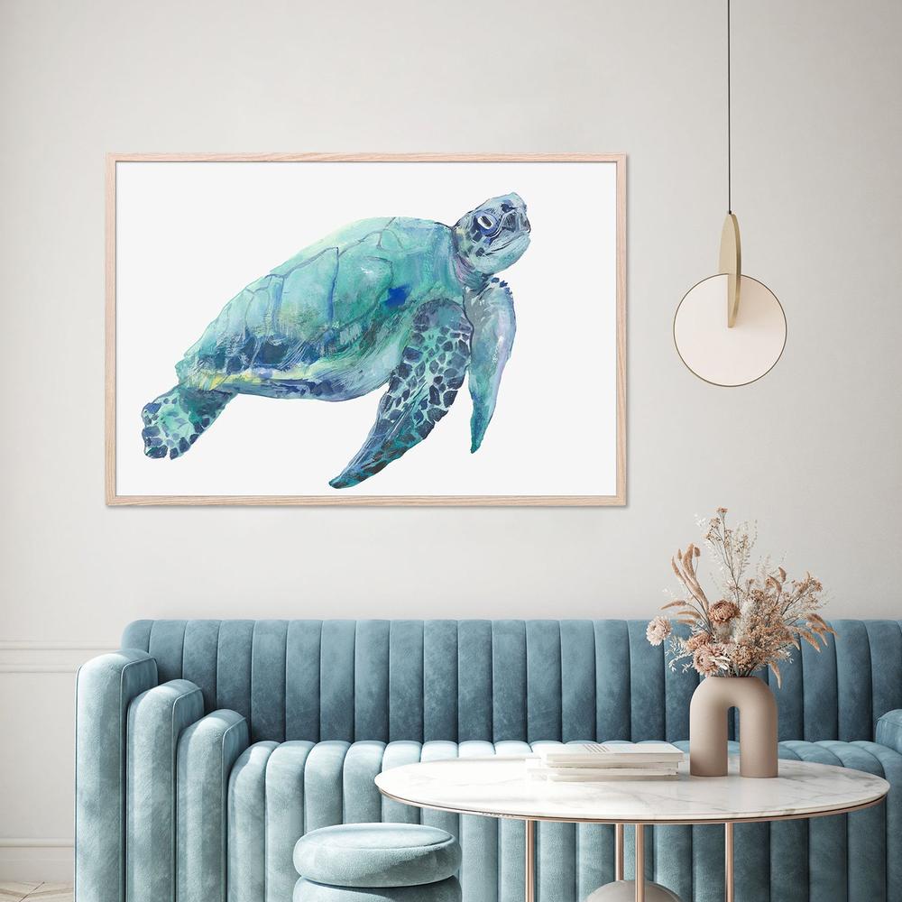 Blue Great Sea Turtle, Style A-by-Jacob Q-wall-art-print-canvas-poster-framed-Gioia