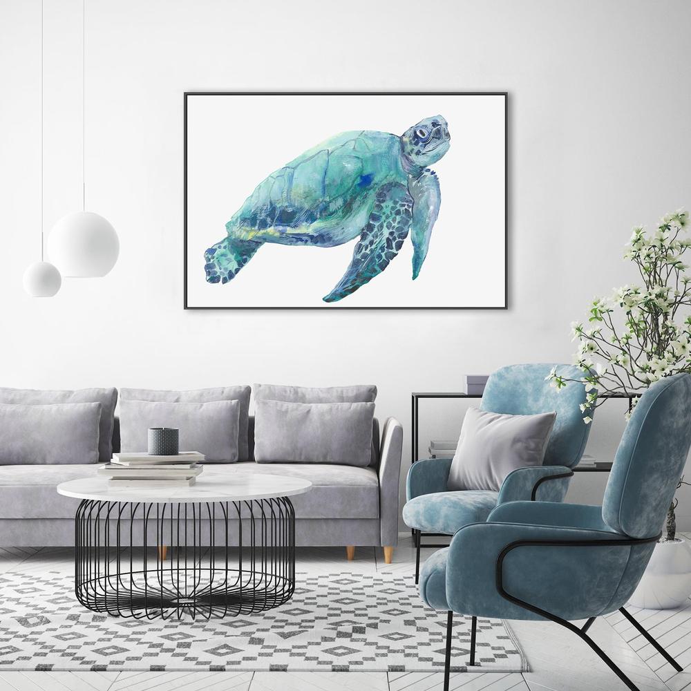 Blue Great Sea Turtle, Style A-by-Jacob Q-wall-art-print-canvas-poster-framed-Gioia