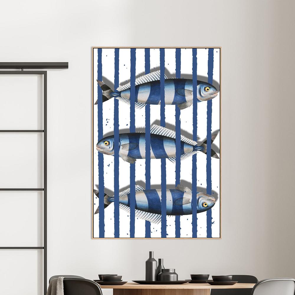 Blue Striped Fish-by-Marja van den-wall-art-print-canvas-poster-framed-Gioia