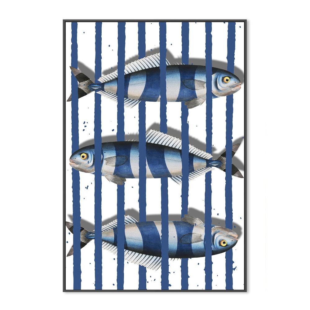 Blue Striped Fish-by-Marja van den-wall-art-print-canvas-poster-framed-Gioia