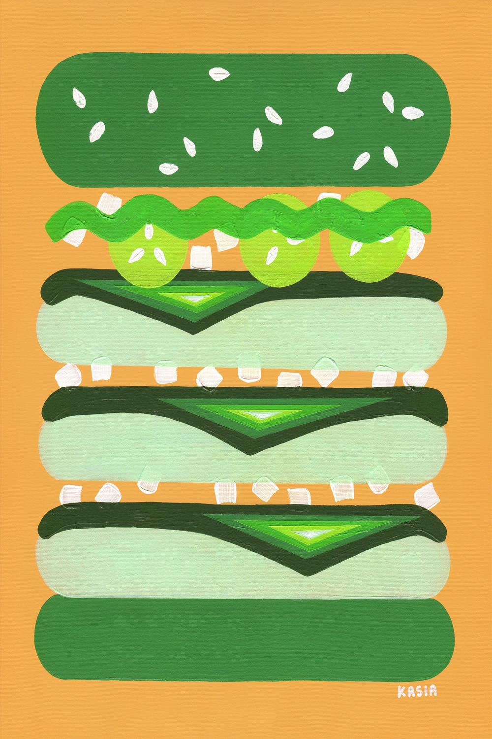Burger for Kermit-by-Kasia Amanda-wall-art-print-canvas-poster-framed-Gioia