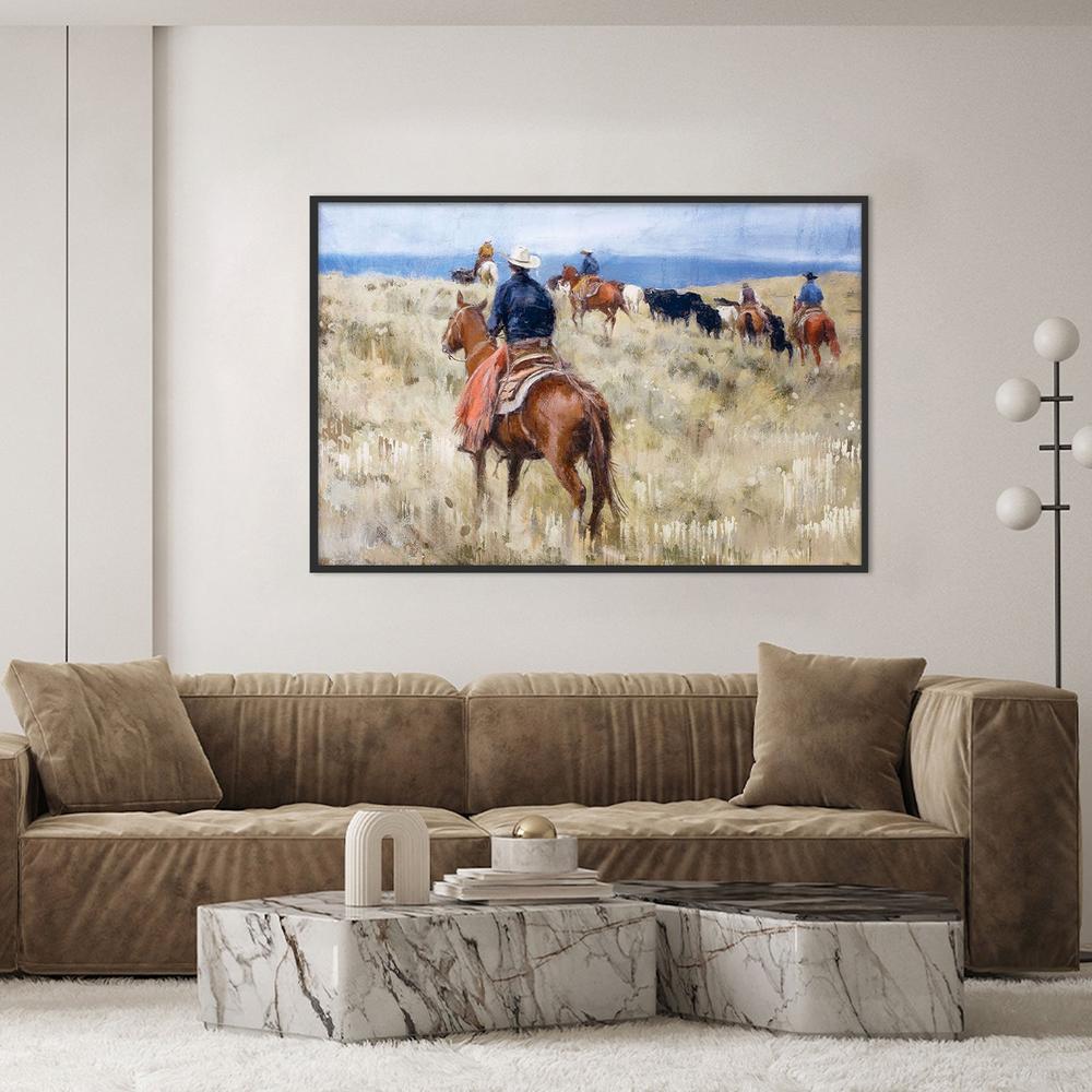 Cattle Drive-by-Nina Blue-wall-art-print-canvas-poster-framed-Gioia