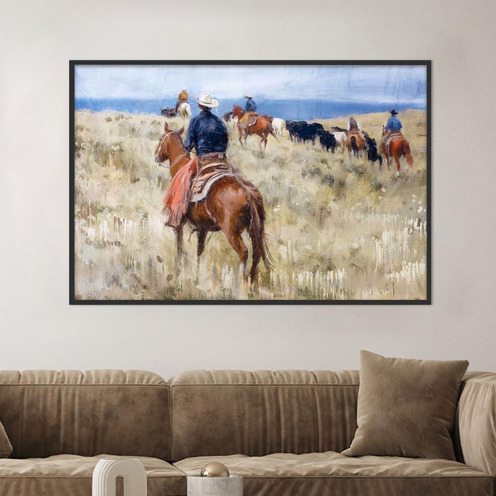 Cattle Drive-by-Nina Blue-wall-art-print-canvas-poster-framed-Gioia