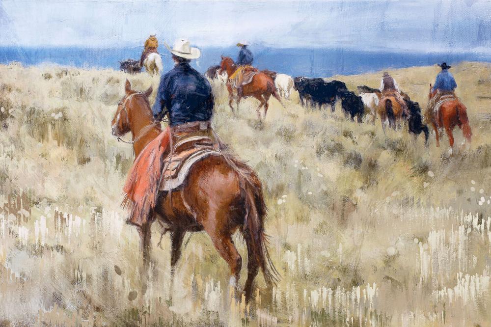 Cattle Drive-by-Nina Blue-wall-art-print-canvas-poster-framed-Gioia
