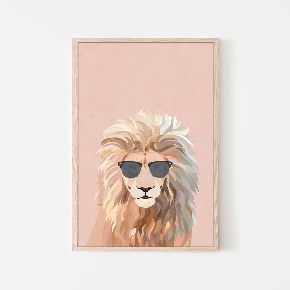 Chic Lion In Sunglasses-by-Sarah Manovski-wall-art-print-canvas-poster-framed-Gioia