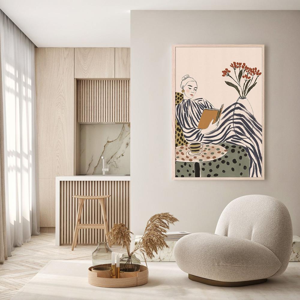Chic Woman Reading-by-CATS AND DOTZ-wall-art-print-canvas-poster-framed-Gioia