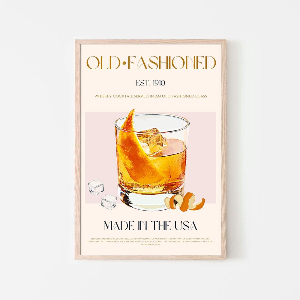 Classic Old Fashioned Cocktail-by-Nazma Khokhar-wall-art-print-canvas-poster-framed-Gioia